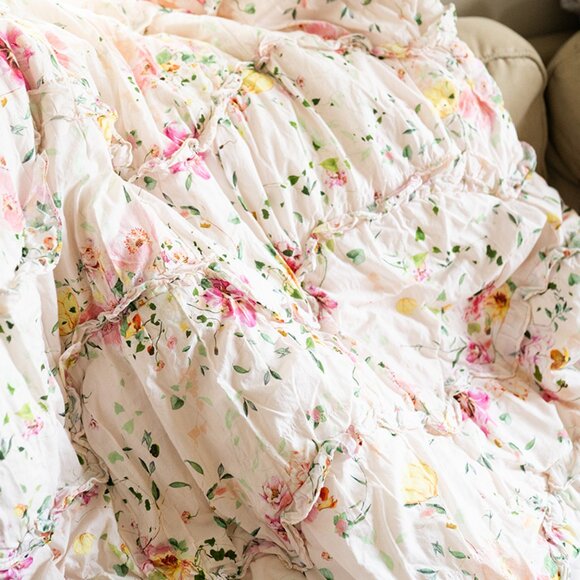 Pottery Barn Monique Lhuillier Jolie Floral Quilt Twin Great Condition - Picture 3 of 5